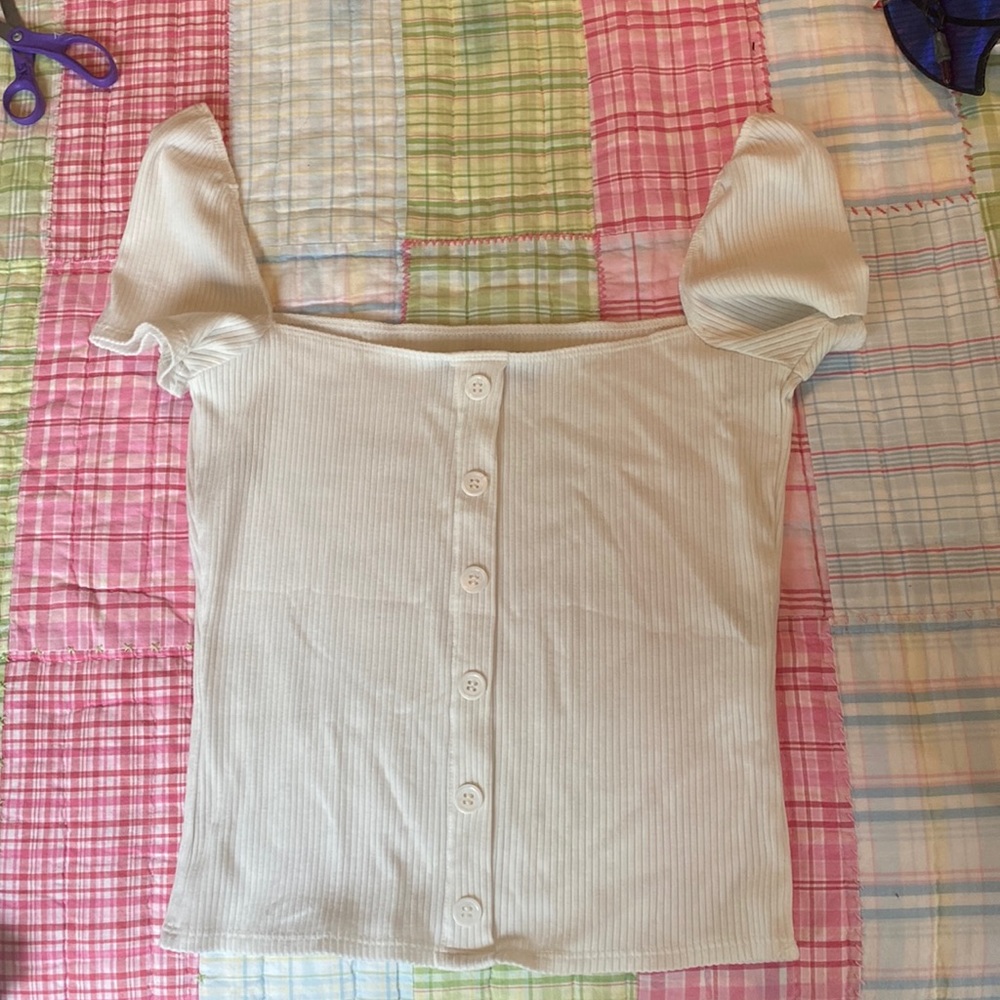 Reformation white square neck top